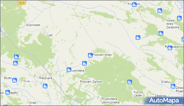 mapa Poścień-Wieś, Poścień-Wieś na mapie Targeo