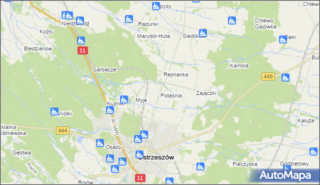 mapa Potaśnia gmina Ostrzeszów, Potaśnia gmina Ostrzeszów na mapie Targeo