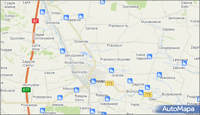mapa Prandocin-Wysiołek, Prandocin-Wysiołek na mapie Targeo
