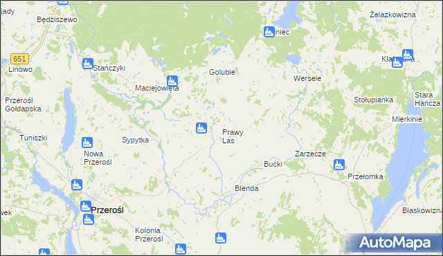 mapa Prawy Las, Prawy Las na mapie Targeo
