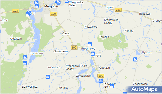 mapa Próchnowo gmina Margonin, Próchnowo gmina Margonin na mapie Targeo
