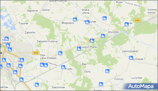 mapa Pruszyn-Pieńki, Pruszyn-Pieńki na mapie Targeo
