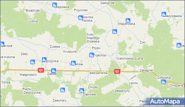 mapa Przechód gmina Sosnówka, Przechód gmina Sosnówka na mapie Targeo