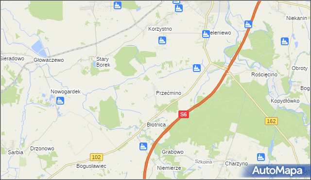 mapa Przećmino, Przećmino na mapie Targeo