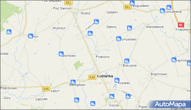 mapa Przeczno gmina Łubianka, Przeczno gmina Łubianka na mapie Targeo