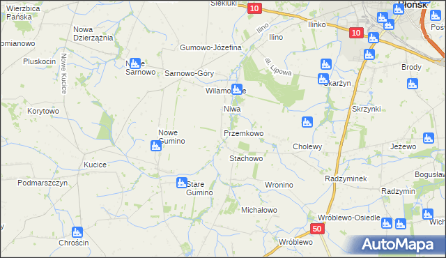 mapa Przemkowo gmina Dzierzążnia, Przemkowo gmina Dzierzążnia na mapie Targeo