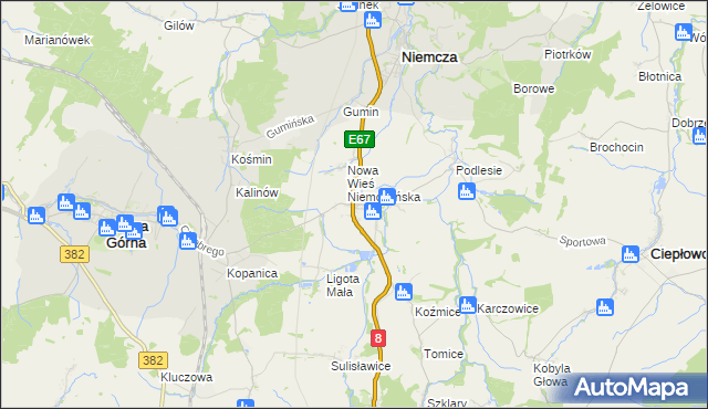 mapa Przerzeczyn-Zdrój, Przerzeczyn-Zdrój na mapie Targeo