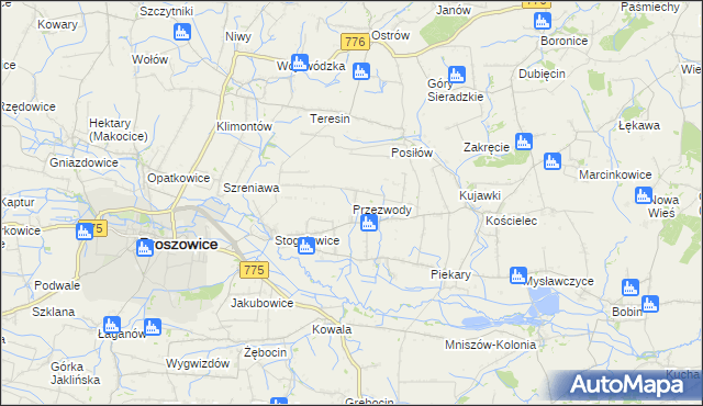 mapa Przezwody gmina Proszowice, Przezwody gmina Proszowice na mapie Targeo
