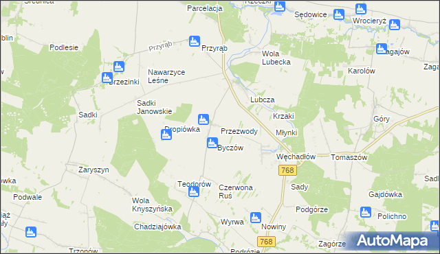mapa Przezwody gmina Wodzisław, Przezwody gmina Wodzisław na mapie Targeo