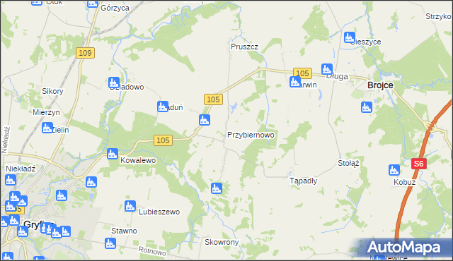 mapa Przybiernowo, Przybiernowo na mapie Targeo