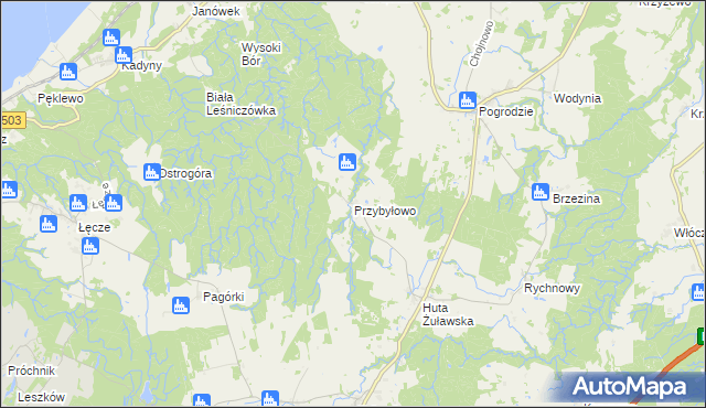 mapa Przybyłowo gmina Tolkmicko, Przybyłowo gmina Tolkmicko na mapie Targeo