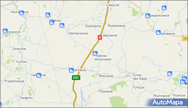 mapa Pustków Wilczkowski, Pustków Wilczkowski na mapie Targeo