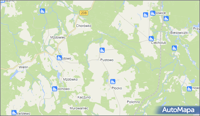mapa Pustowo gmina Kępice, Pustowo gmina Kępice na mapie Targeo
