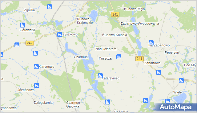 mapa Puszcza gmina Więcbork, Puszcza gmina Więcbork na mapie Targeo