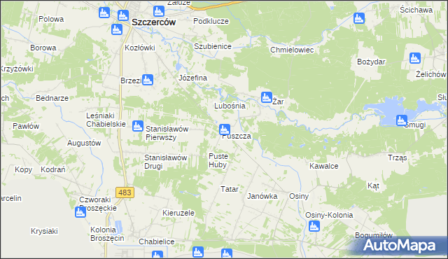 mapa Puszcza Osińska, Puszcza Osińska na mapie Targeo