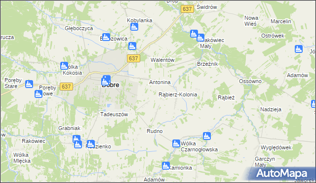 mapa Rąbierz-Kolonia, Rąbierz-Kolonia na mapie Targeo