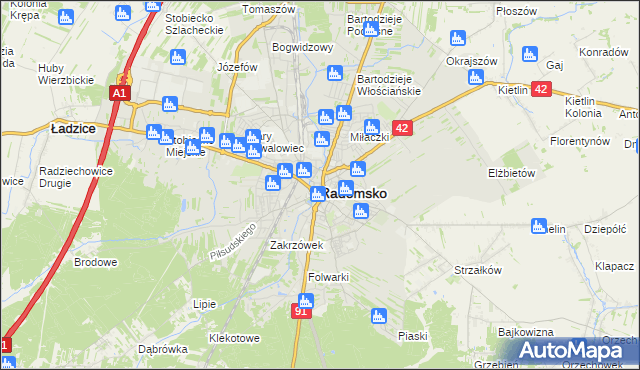 mapa Radomsko, Radomsko na mapie Targeo