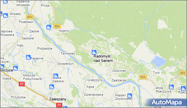 mapa Radomyśl nad Sanem, Radomyśl nad Sanem na mapie Targeo