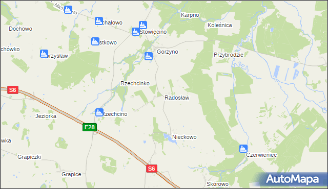 mapa Radosław gmina Potęgowo, Radosław gmina Potęgowo na mapie Targeo