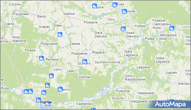 mapa Radostów gmina Raków, Radostów gmina Raków na mapie Targeo