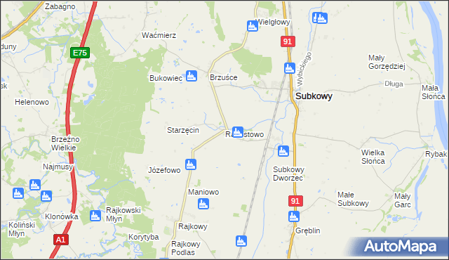 mapa Radostowo gmina Subkowy, Radostowo gmina Subkowy na mapie Targeo
