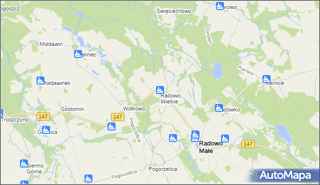 mapa Radowo Wielkie, Radowo Wielkie na mapie Targeo