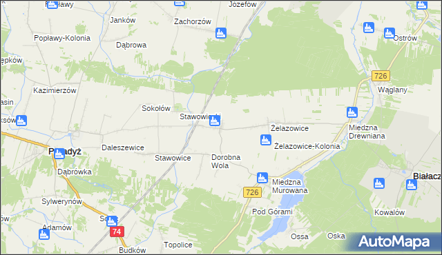 mapa Radwan gmina Białaczów, Radwan gmina Białaczów na mapie Targeo