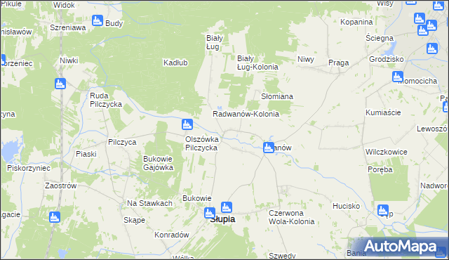 mapa Radwanów gmina Słupia Konecka, Radwanów gmina Słupia Konecka na mapie Targeo