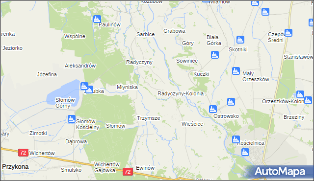 mapa Radyczyny-Kolonia, Radyczyny-Kolonia na mapie Targeo