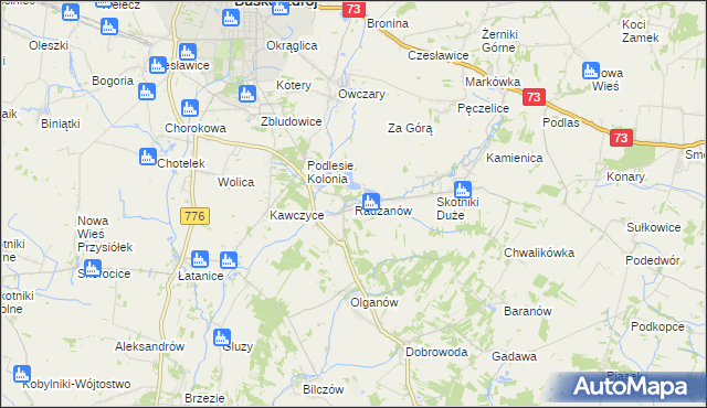 mapa Radzanów gmina Busko-Zdrój, Radzanów gmina Busko-Zdrój na mapie Targeo