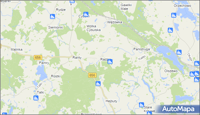 mapa Radzie gmina Wydminy, Radzie gmina Wydminy na mapie Targeo