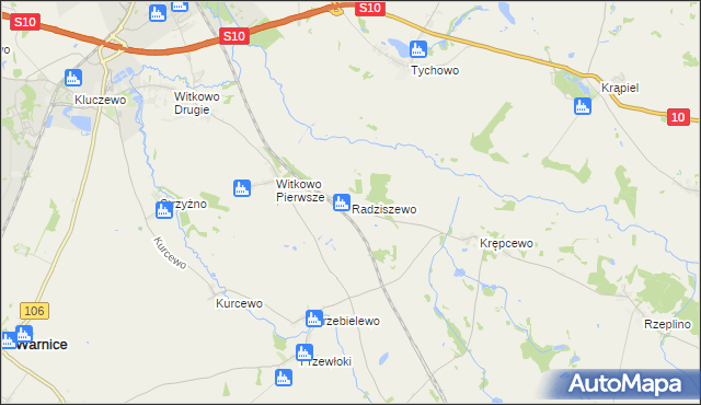 mapa Radziszewo gmina Stargard, Radziszewo gmina Stargard na mapie Targeo
