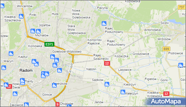 mapa Rajec Szlachecki, Rajec Szlachecki na mapie Targeo