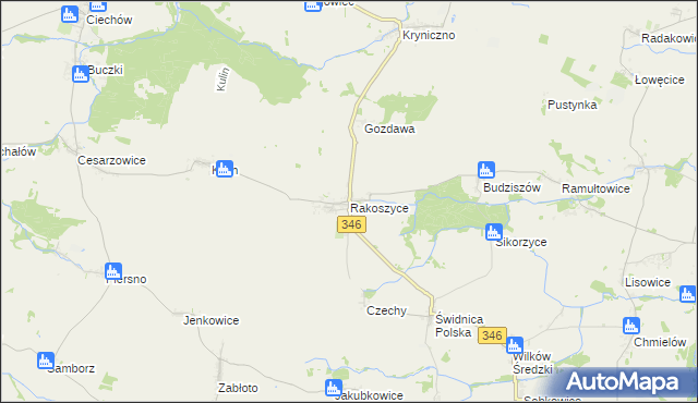 mapa Rakoszyce, Rakoszyce na mapie Targeo