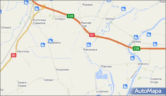mapa Rakowiska gmina Nowy Dwór Gdański, Rakowiska gmina Nowy Dwór Gdański na mapie Targeo