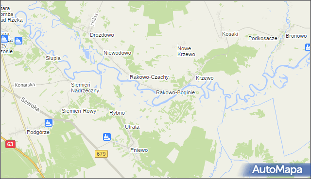 mapa Rakowo-Boginie, Rakowo-Boginie na mapie Targeo