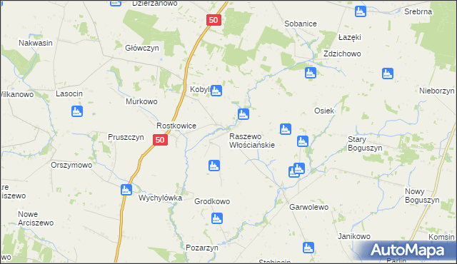 mapa Raszewo Włościańskie, Raszewo Włościańskie na mapie Targeo