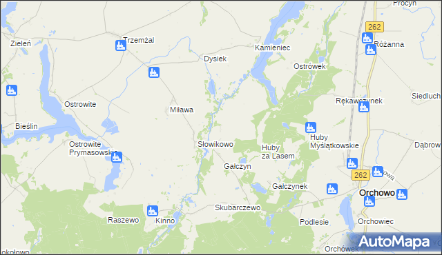 mapa Rękawczyn gmina Orchowo, Rękawczyn gmina Orchowo na mapie Targeo