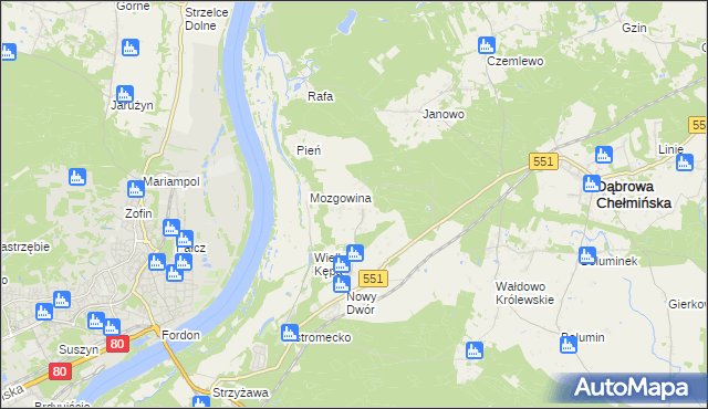 mapa Reptowo gmina Dąbrowa Chełmińska, Reptowo gmina Dąbrowa Chełmińska na mapie Targeo