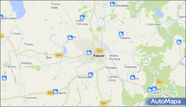 mapa Reszel, Reszel na mapie Targeo