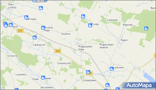 mapa Rogaczewo Małe, Rogaczewo Małe na mapie Targeo