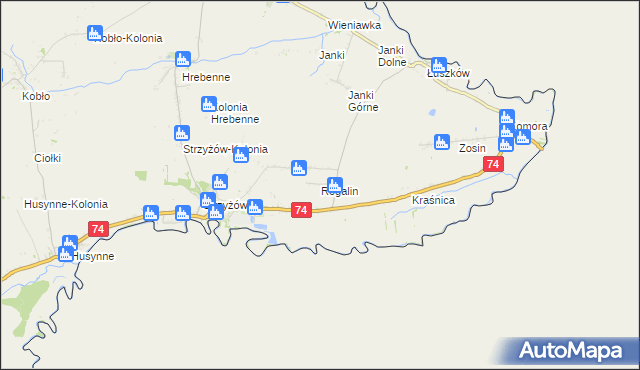mapa Rogalin gmina Horodło, Rogalin gmina Horodło na mapie Targeo