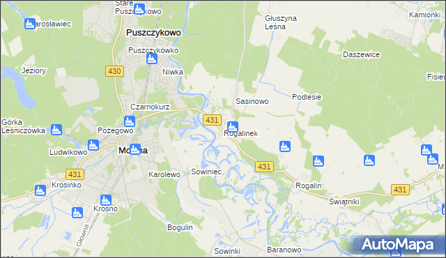 mapa Rogalinek, Rogalinek na mapie Targeo