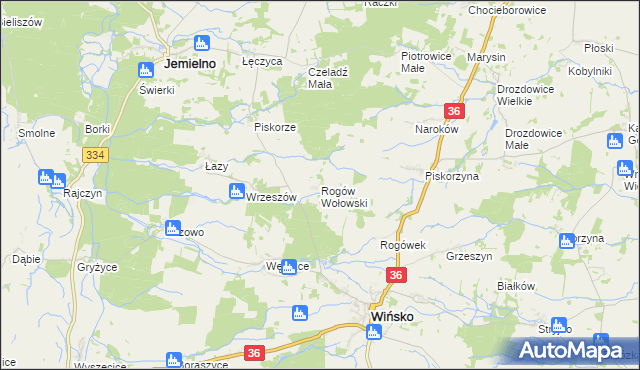 mapa Rogów Wołowski, Rogów Wołowski na mapie Targeo