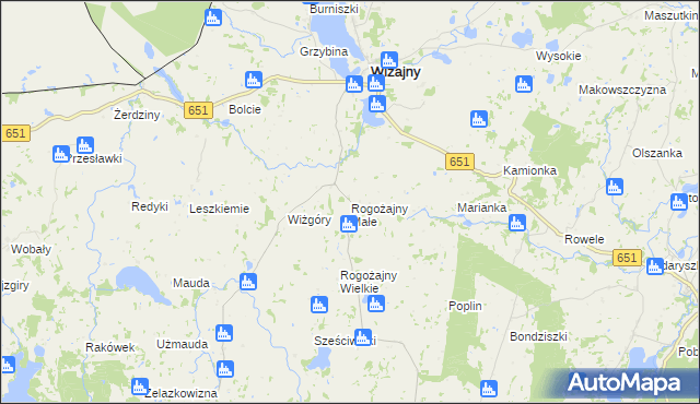 mapa Rogożajny Małe, Rogożajny Małe na mapie Targeo
