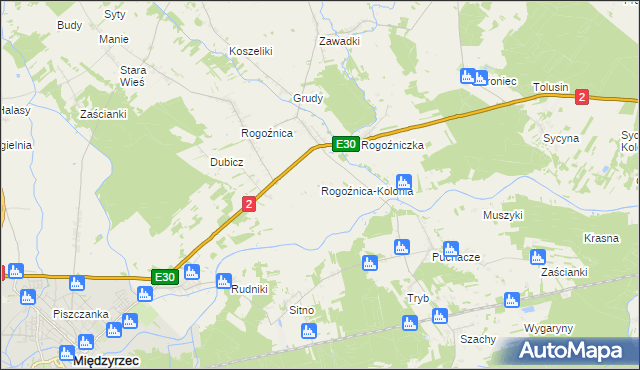 mapa Rogoźnica-Kolonia, Rogoźnica-Kolonia na mapie Targeo