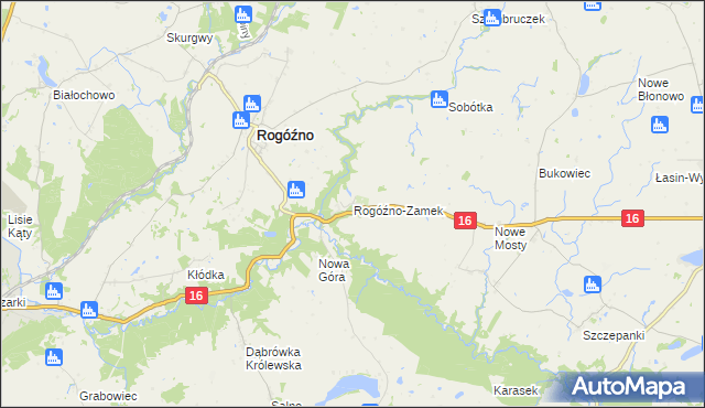 mapa Rogóźno-Zamek, Rogóźno-Zamek na mapie Targeo