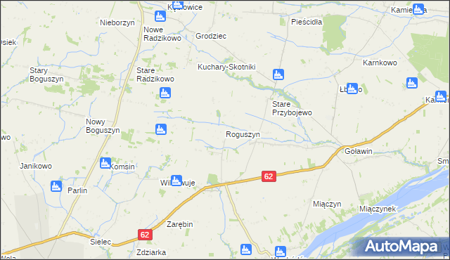 mapa Roguszyn gmina Czerwińsk nad Wisłą, Roguszyn gmina Czerwińsk nad Wisłą na mapie Targeo