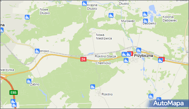 mapa Rokitno-Stacja, Rokitno-Stacja na mapie Targeo