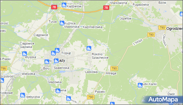 mapa Rokitno Szlacheckie, Rokitno Szlacheckie na mapie Targeo